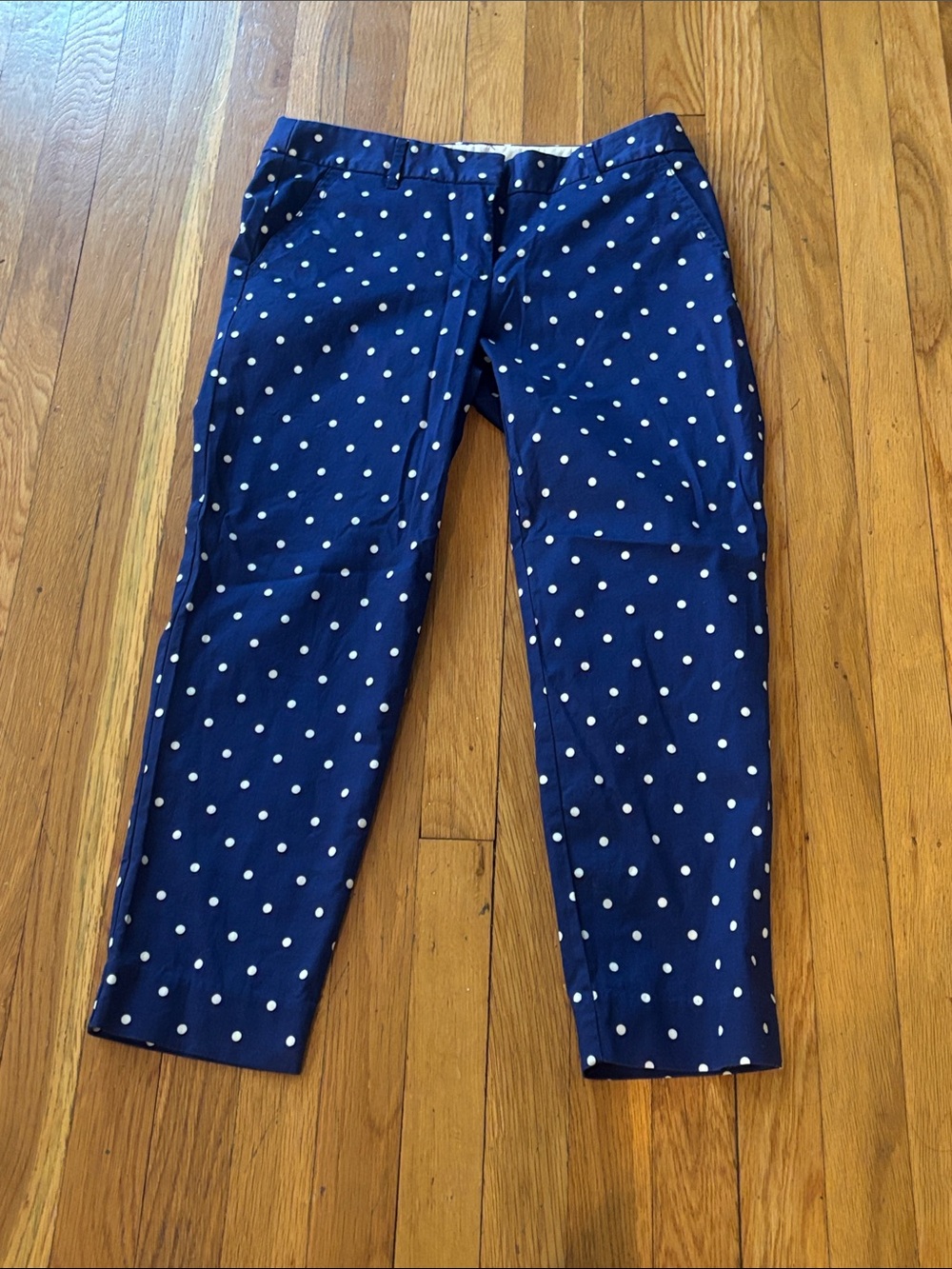 J. Crew Navy Polka Dot Straight Crop Pants